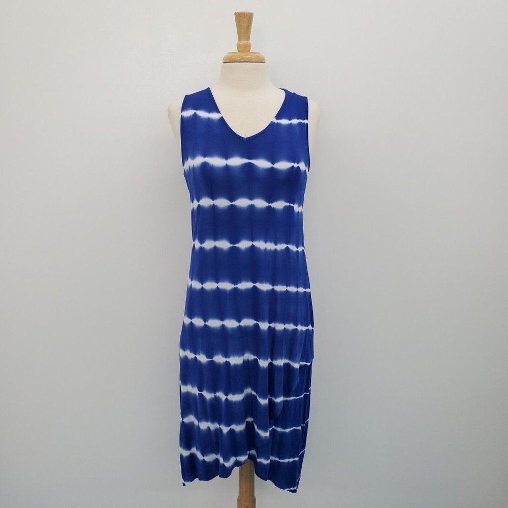 Design History Womens Blue White Tie Dye Sleeveless Maxi Dress Size M Casual NWT